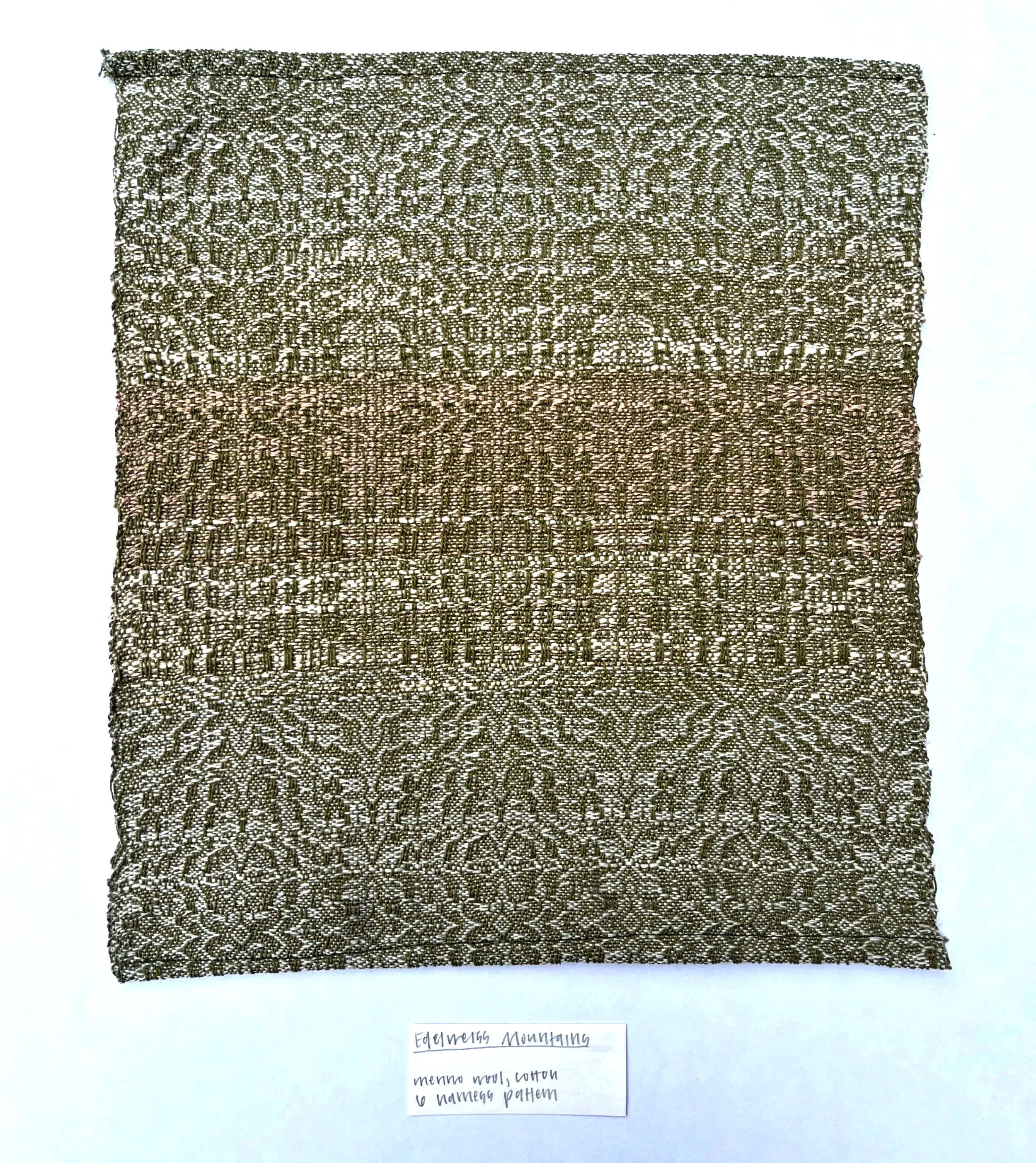 Edelweiss Mountains:
cotton & merino wool, 12 x 15 inches, 2025