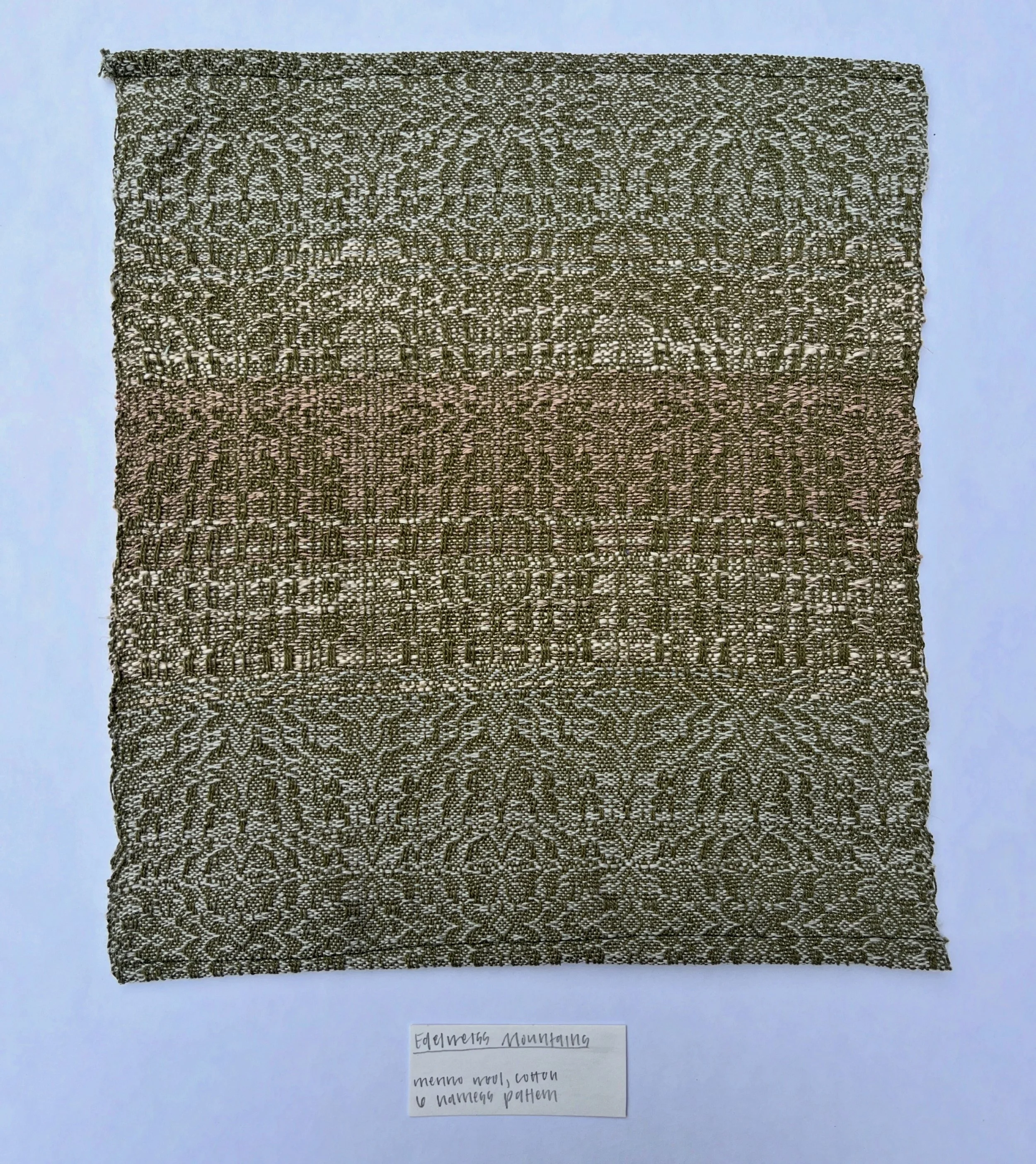 Edelweiss Mountains:
cotton & merino wool, 12 x 15 inches, 2025