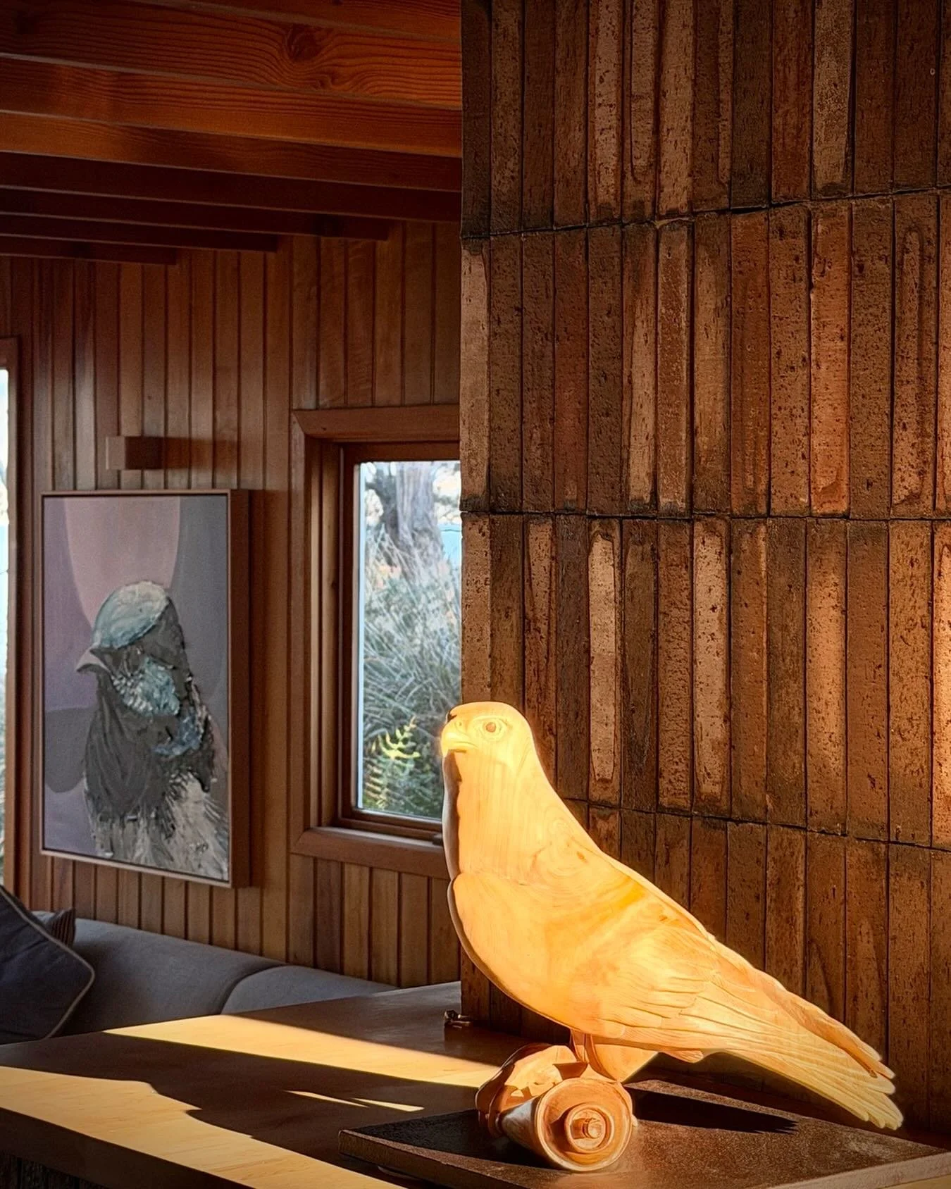 Another layer&hellip; another story&hellip; another piece of Tasmania finding a home.

This magnificent Huon Pine Falcon by  @alastairmooney has officially joined the collection, and what a statement it makes. Perched proudly against the warm timber 