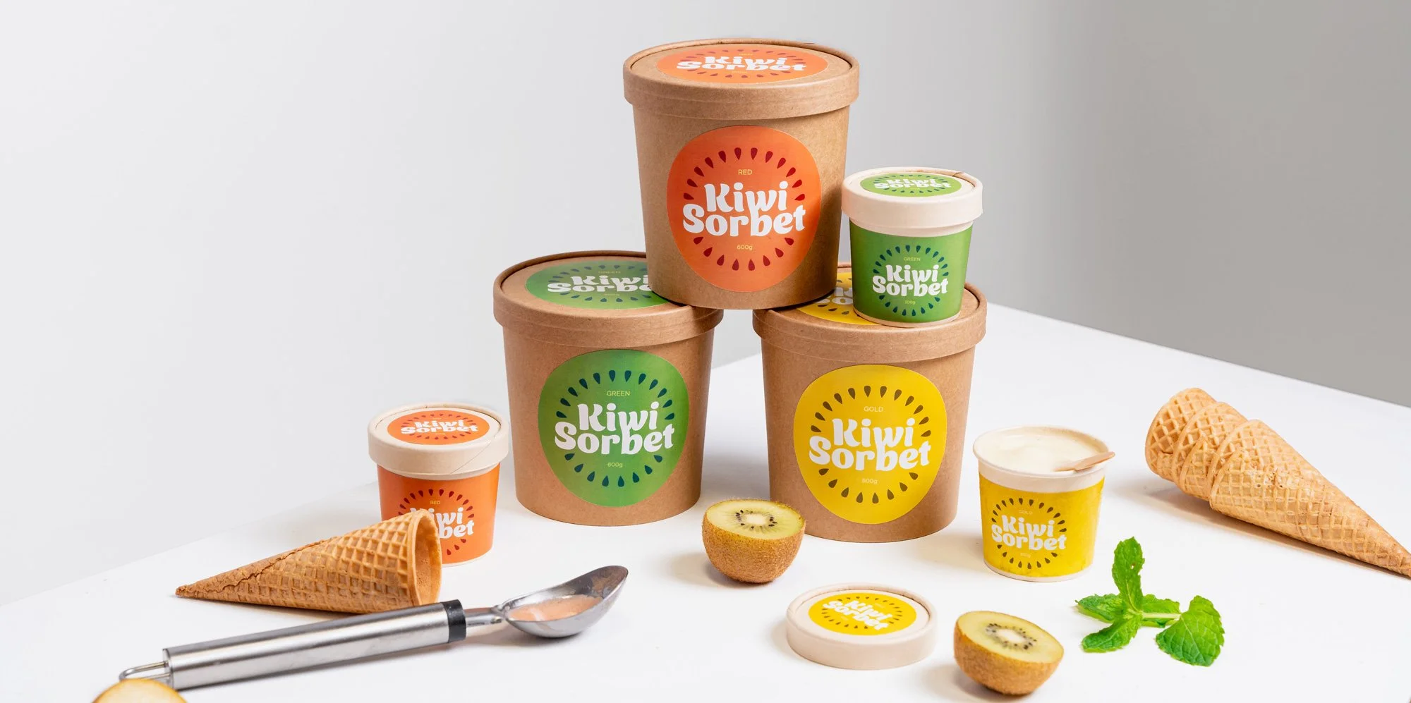 Kiwi Sorbet Green with fresh New Zealand kiwifruit