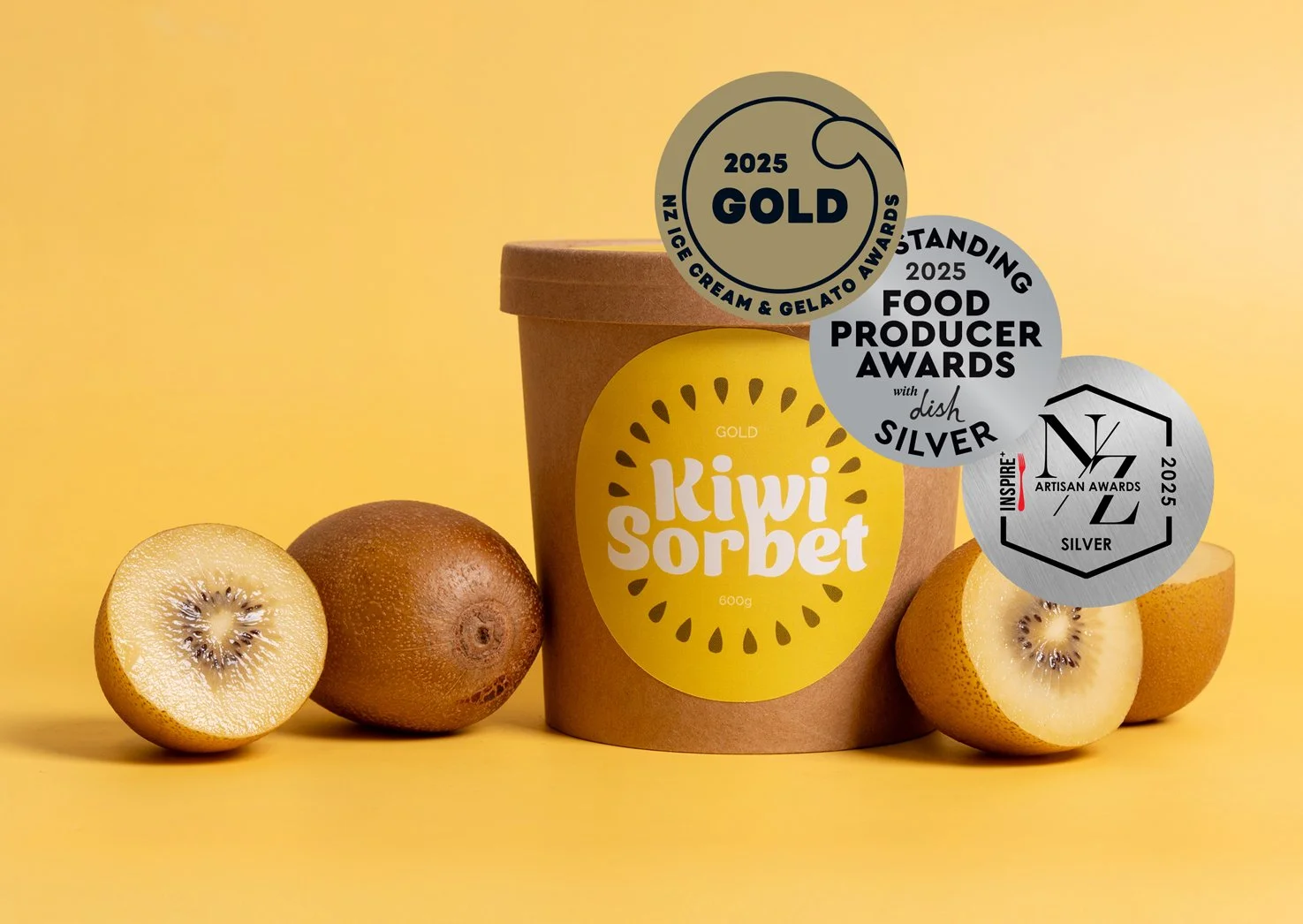 Kiwi Sorbet Gold with fresh New Zealand gold kiwifruit