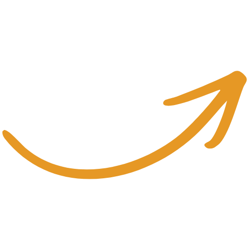 Orange upward swooping arrow.