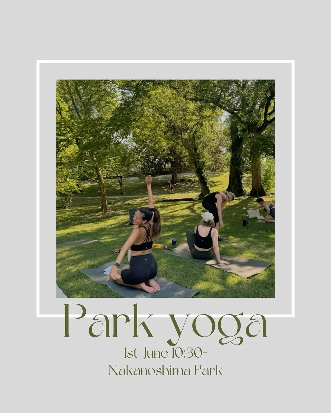 PARK YOGA 🍃🌞🌬️
Why not enjoy a relaxing yoga session in the refreshing spring breeze and warm sunshine??🌞 
Moving your body at a gentle pace in the park is the perf way to spend Sunday morning:))
Take deep breath on the grass, let go of your dail