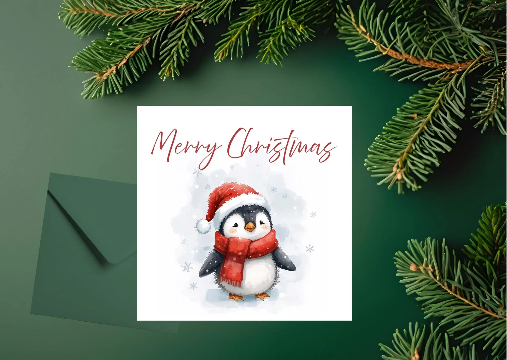 PENGUIN Christmas Baby Animals  Greeting card