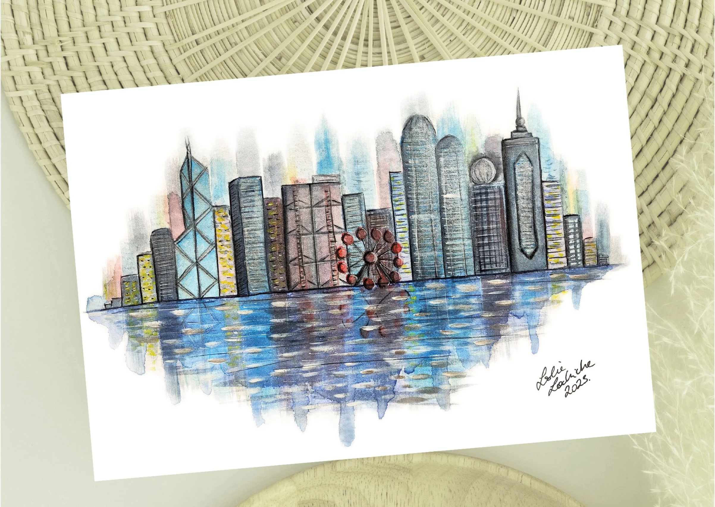 NEW**HK CITY Art print Greeting card