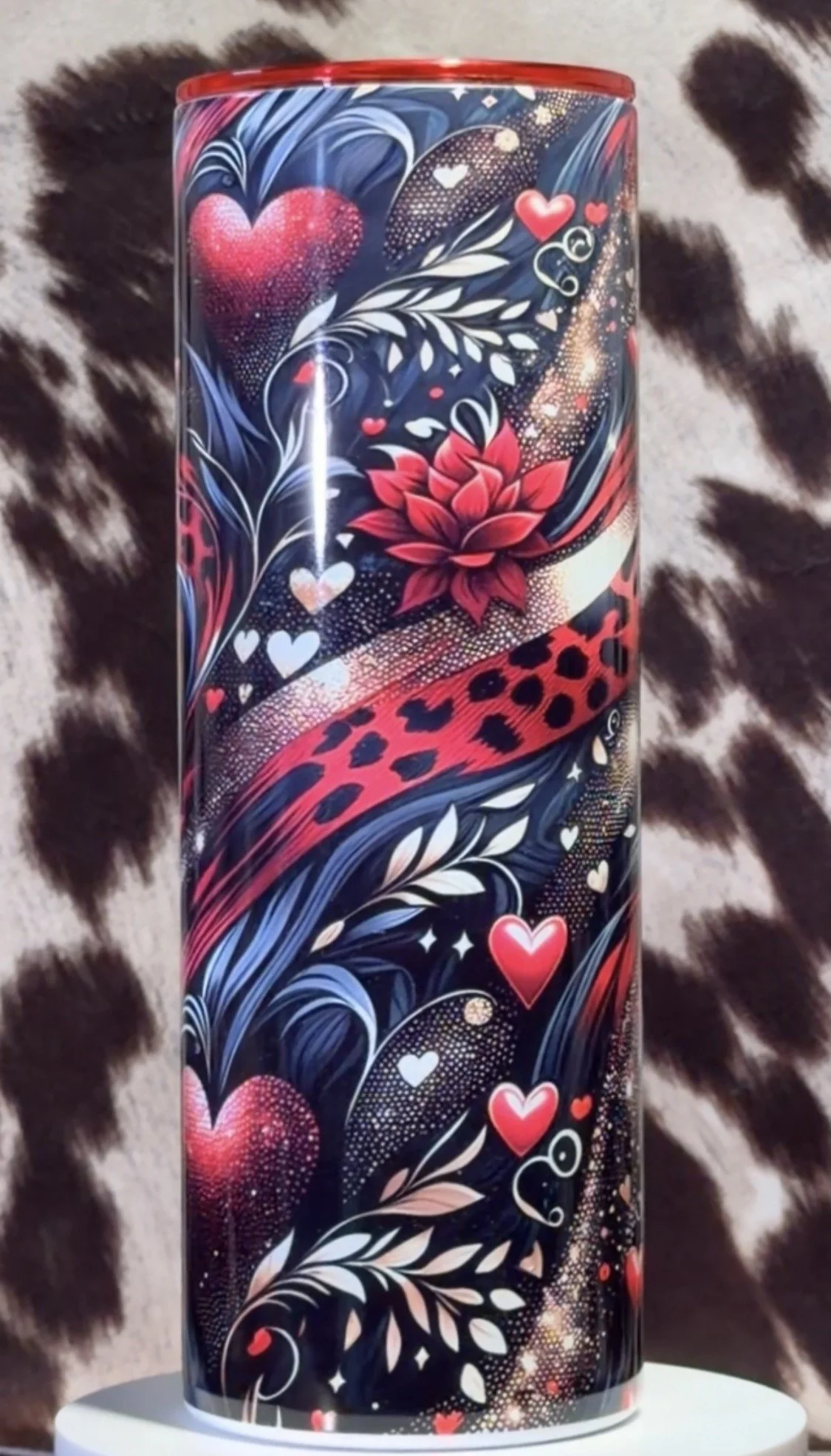 Wild at Heart - Red Leopard Hearts 20 oz Tumbler