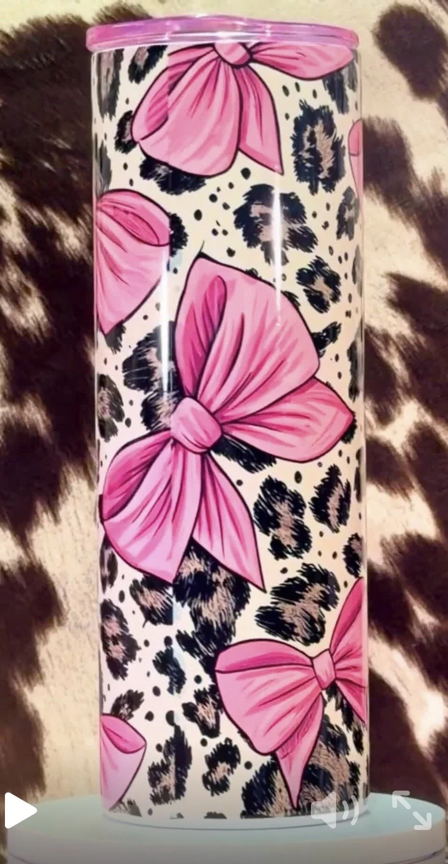 Leopard & Pink Bow 20 oz Tumbler