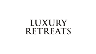 Luxury Retreats logo with black background and gray text.