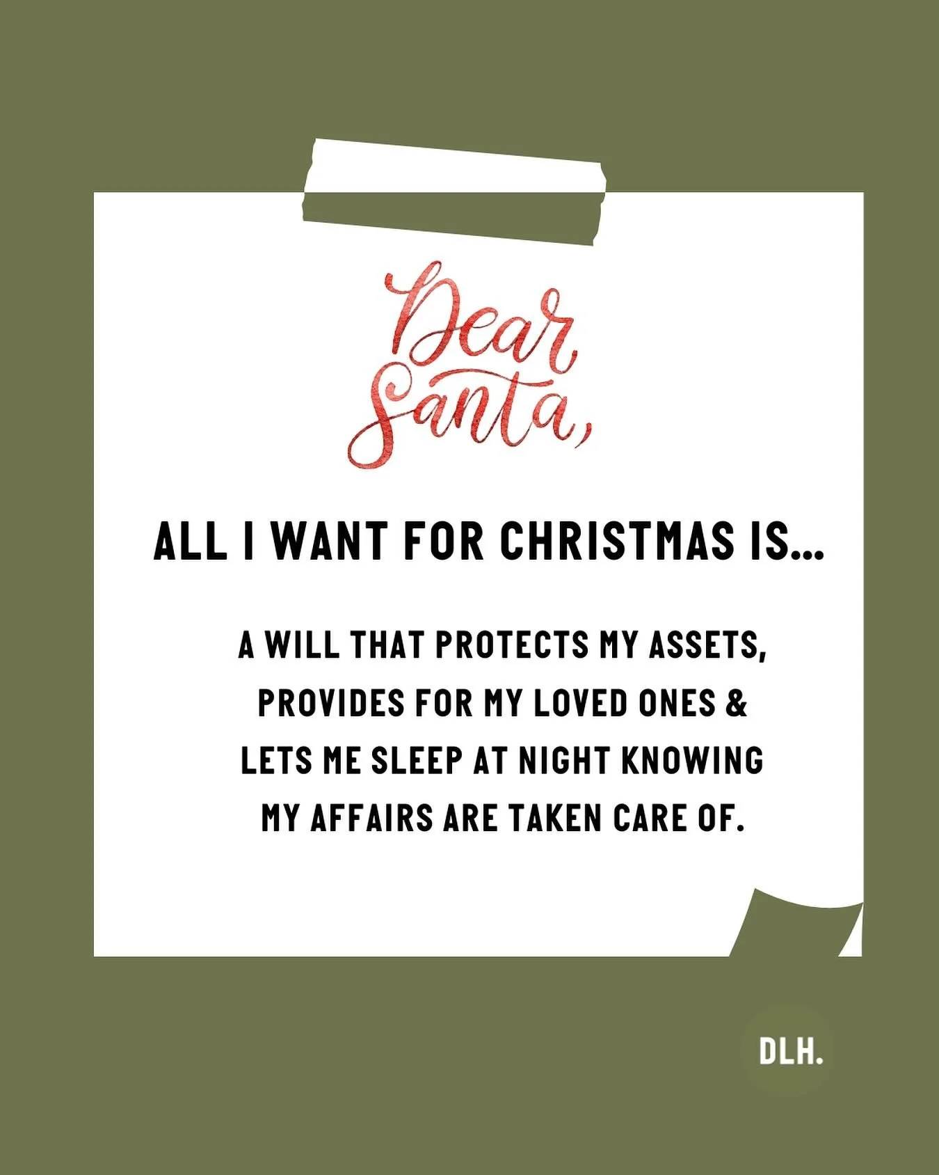 A Christmas present you&rsquo;ll love for a lifetime 🎁 

Get in touch to tick &ldquo;will &amp; estate planning documents&rdquo; off your Christmas wish list 😜