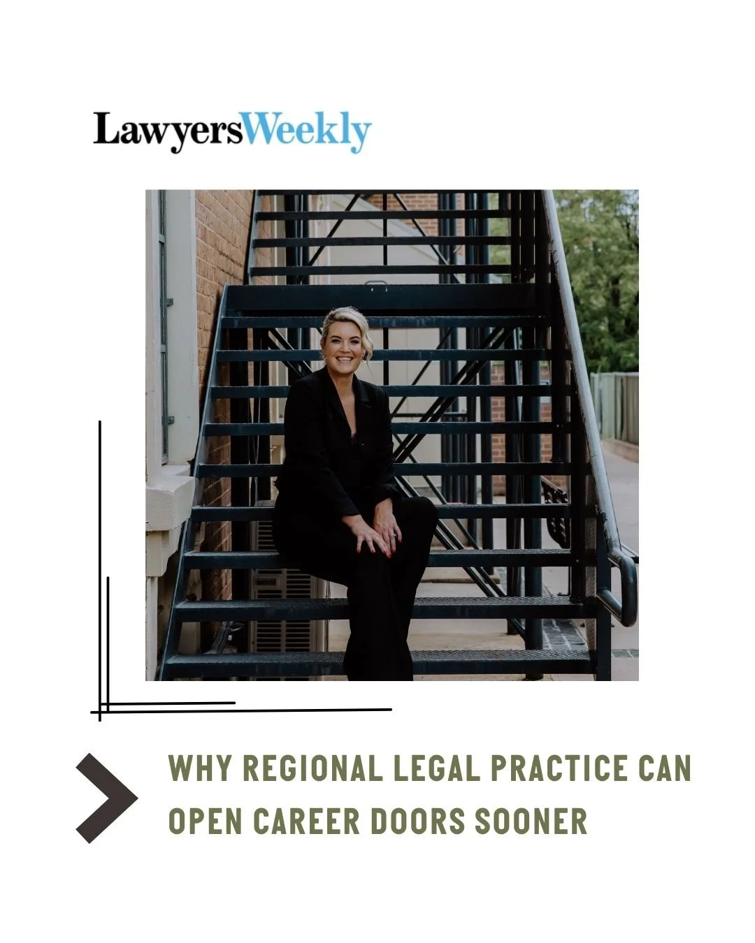 A rural legal career? Exactly where we want to be 😉

Principal solicitor Sally Callander spoke to @lawyers_weekly recently on the value of rural legal practice &amp; why working in the bush can open career doors sooner.

Read the full article on our