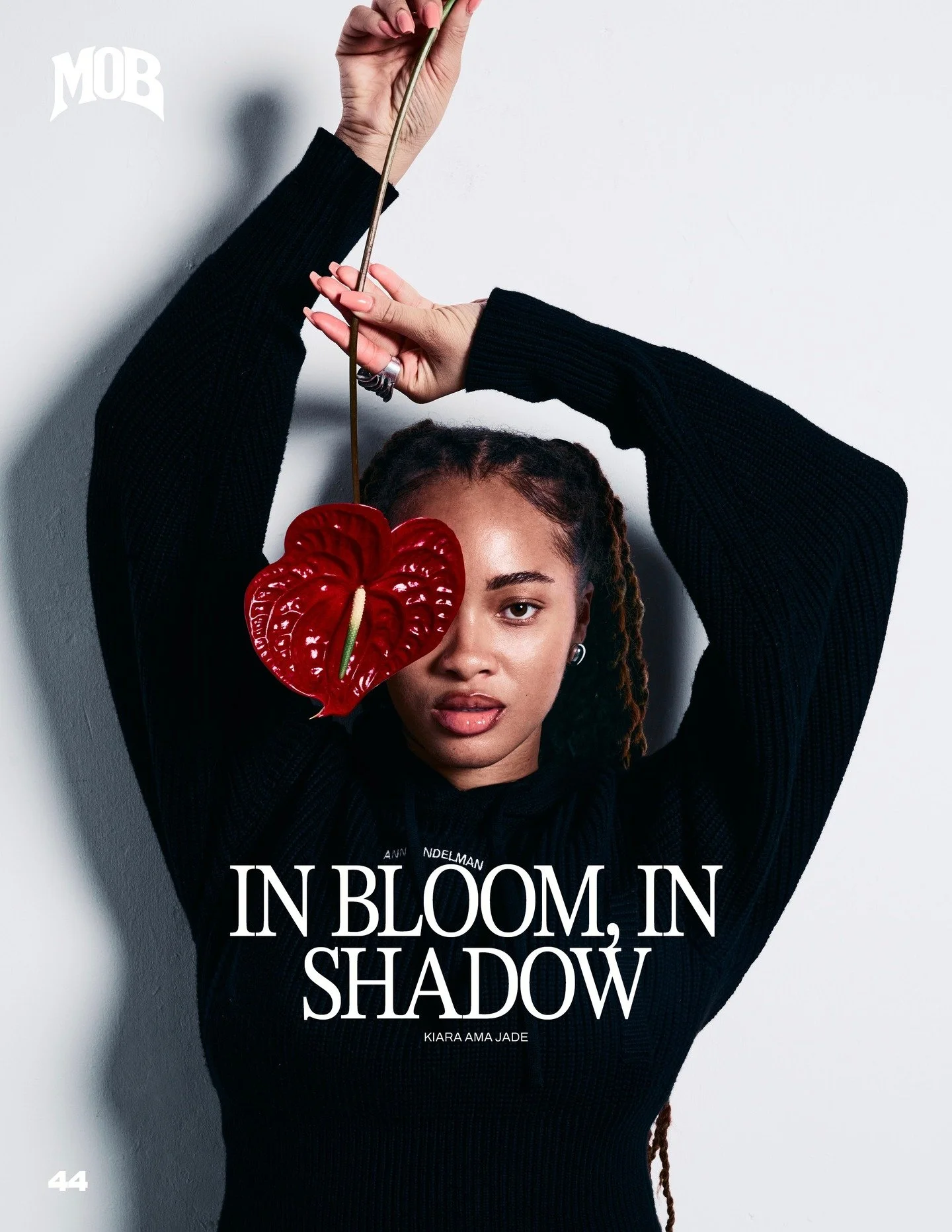 Kiara In the studio with @mobjournal , shot by @cts_portrait ‧₊˚❀༉‧₊˚. &ldquo;Set within Kiara&rsquo;s London studio, the series offers a glimpse of a work in progress floral sculptural lamp. Moving between shadow and illumination, the body mirrors t