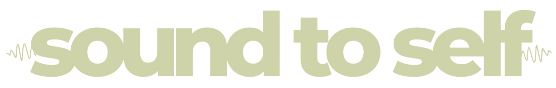 Text graphic saying 'sound to self' in large light green letters with sound wave design on each side.