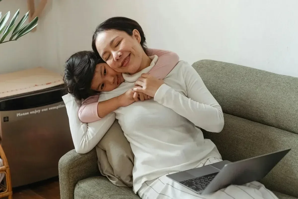 Mother and child sharing a quiet moment together at home