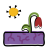A potted plant on a purple surface with a yellow star above.