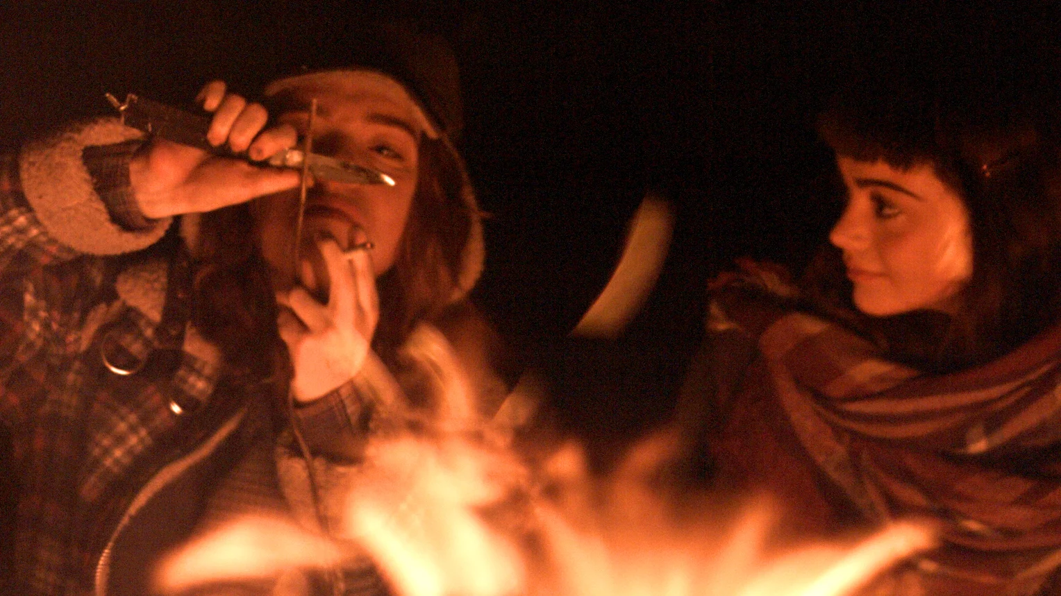 The Book of Birdie - Birdie with Julia at campfire