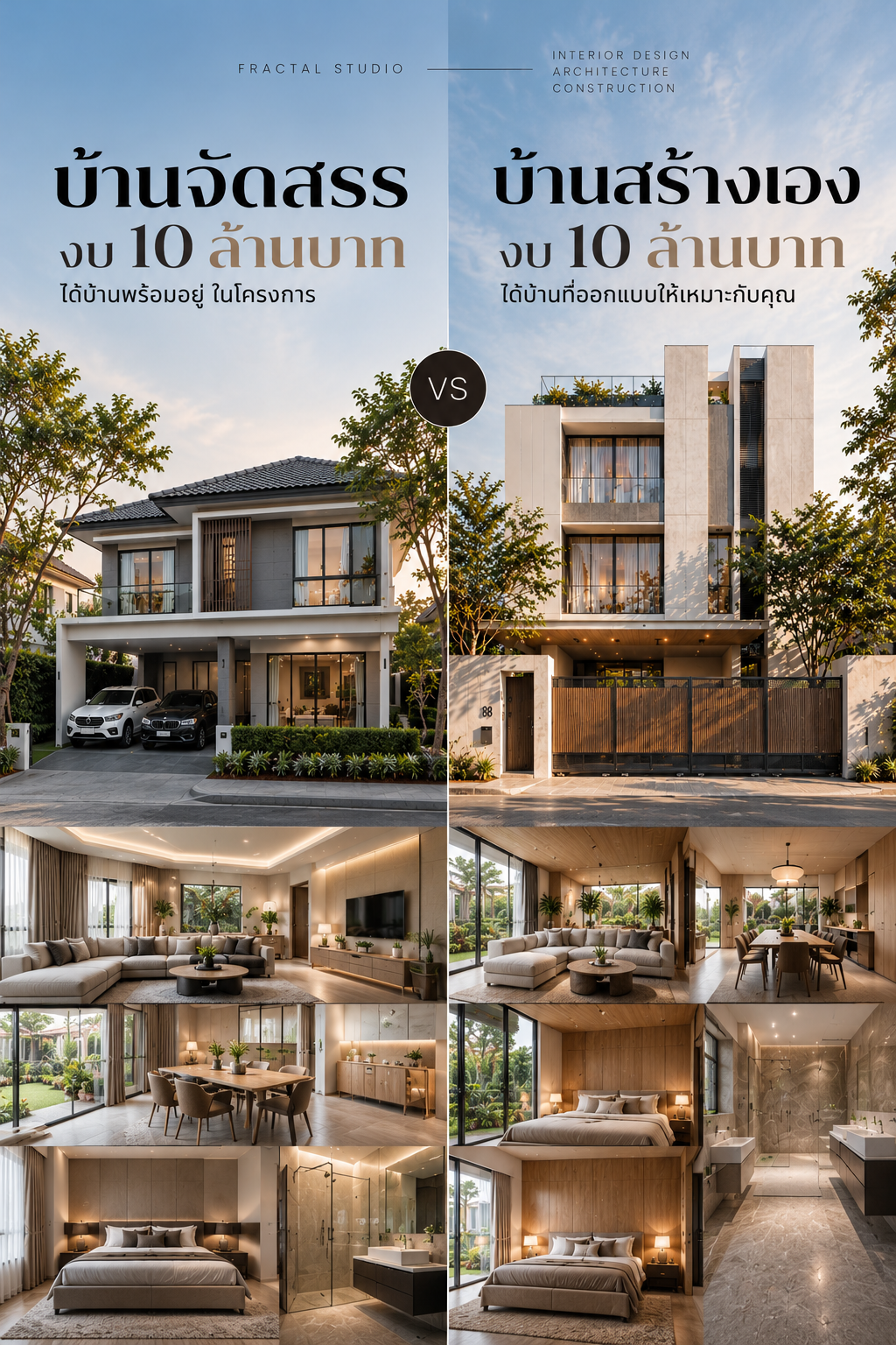 สร้างบ้านเอง กับ บ้านจัดสรร งบ 10 ล้าน