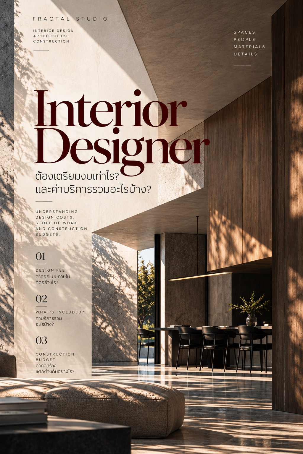 จ้าง Interior Designer ต้องเตรียมงบเท่าไร และค่าบริการรวมอะไรบ้าง?