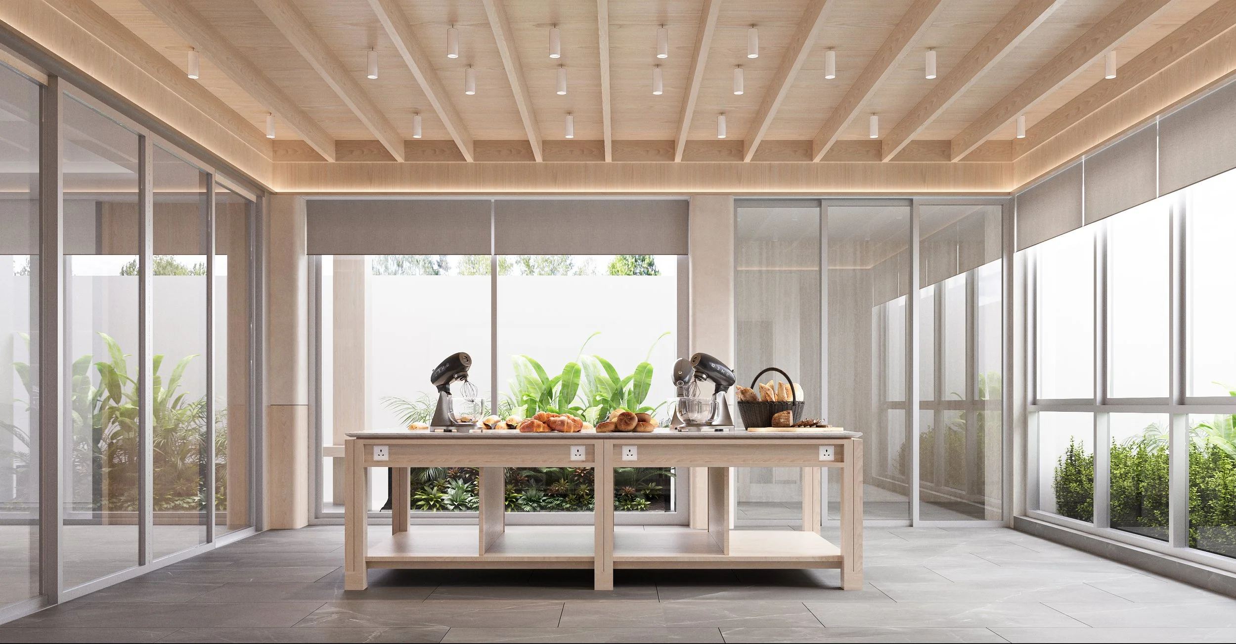 ครัวที่ออกแบบขนาดมาอย่างพอดีเพื่อการทำขนมปังโดยเฉพาะ ตอบโจทย์ไลฟ์สไตล์การเรียนรู้และการทำงานในบ้าน