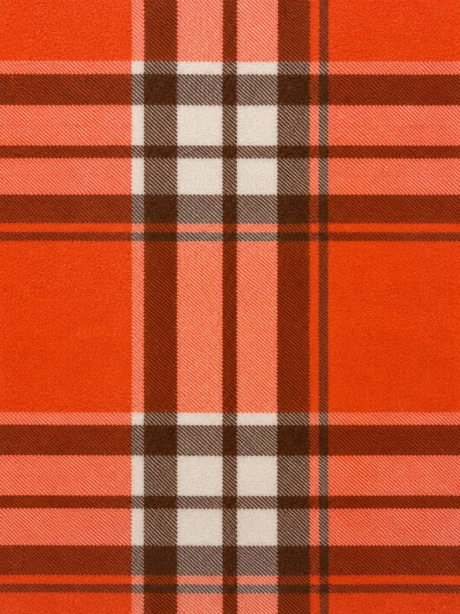 Orange, brown and cream pure wool vintage blanket