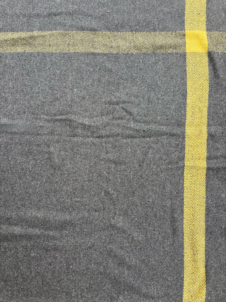Grey and yellow wool vintage blanket