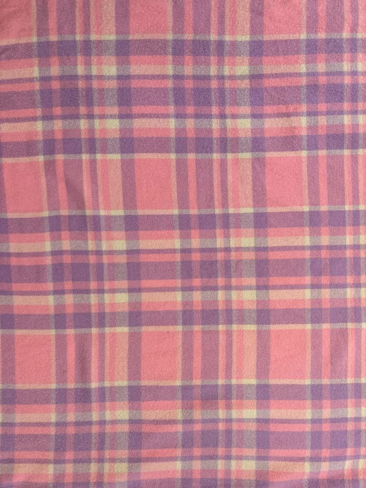 Pink and purple pure wool vintage blanket