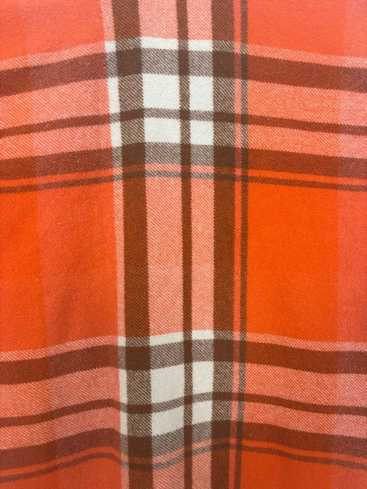 Orange, brown and cream pure wool vintage blanket