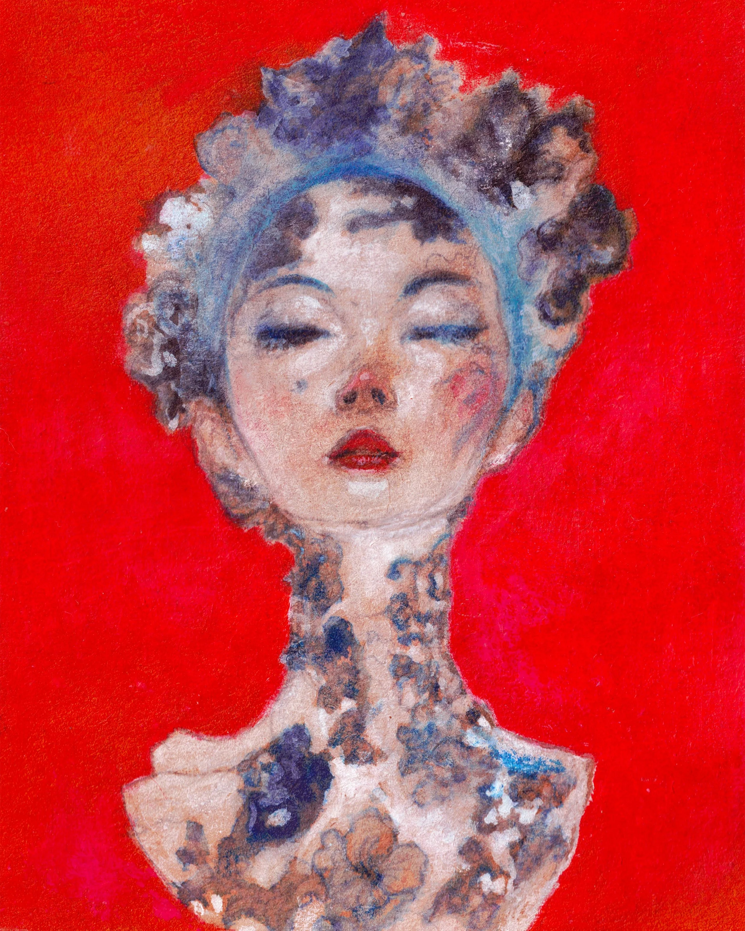 Muñeca de Porcelana | Azul, Blanco y Rojo