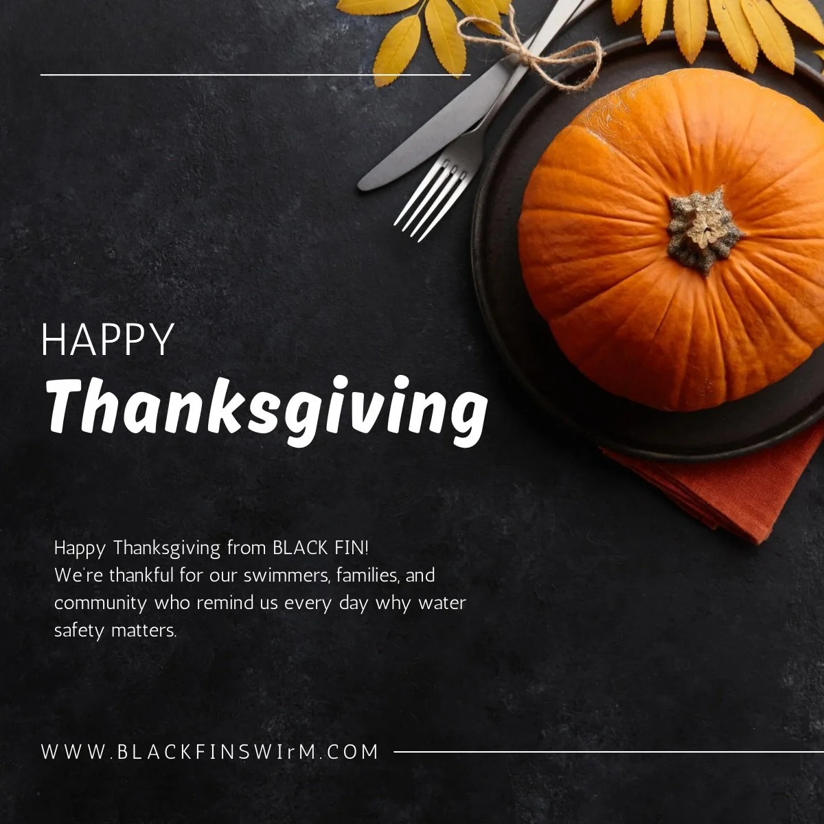 Happy Thanksgiving, Black Fin Family. 🦃 🍽️ 🖤
In a world that feels heavy in so many ways, we&rsquo;re especially grateful for this community, for every swimmer, every parent, and every family who chooses to grow with us. Thank you for believing in