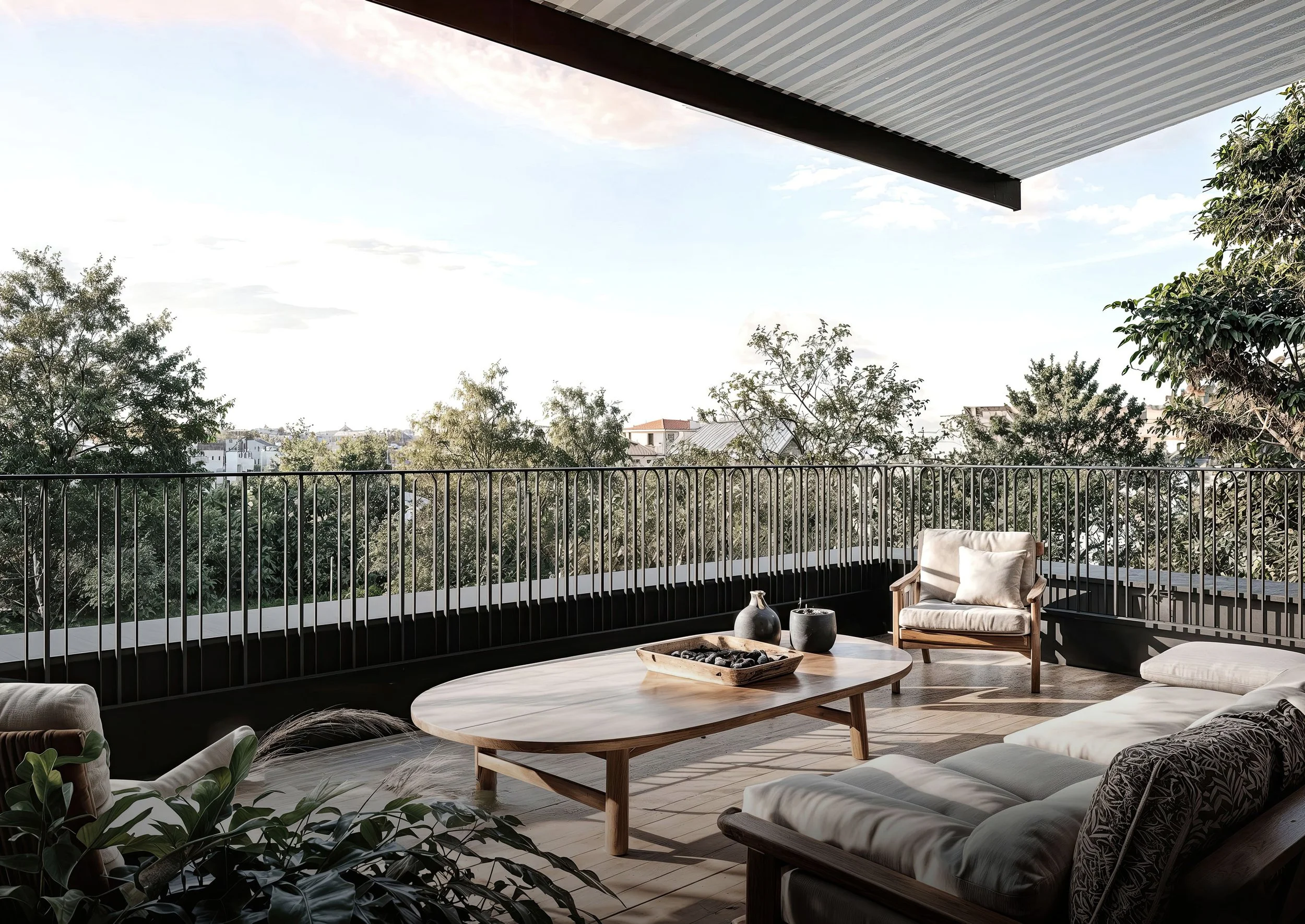 Außenansicht Terrasse zum Immobilienprojekt in der Westerholzstraße 7 in München der BK Baukunst GmbH