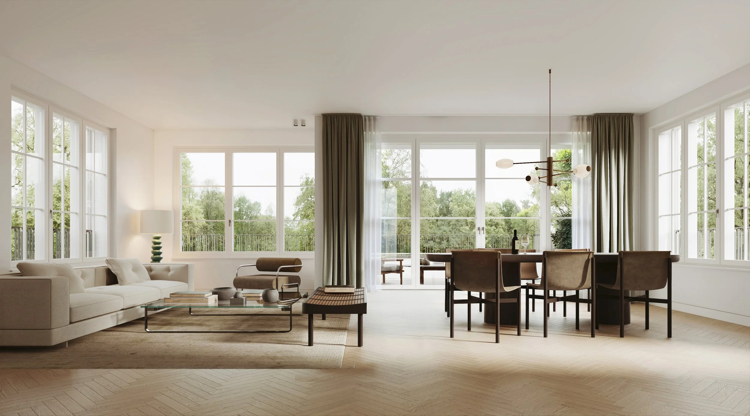 Innenansicht des Wohn- und Essbereichs zum Immobilienprojekt in der Westerholzstraße 7 in München der BK Baukunst GmbH