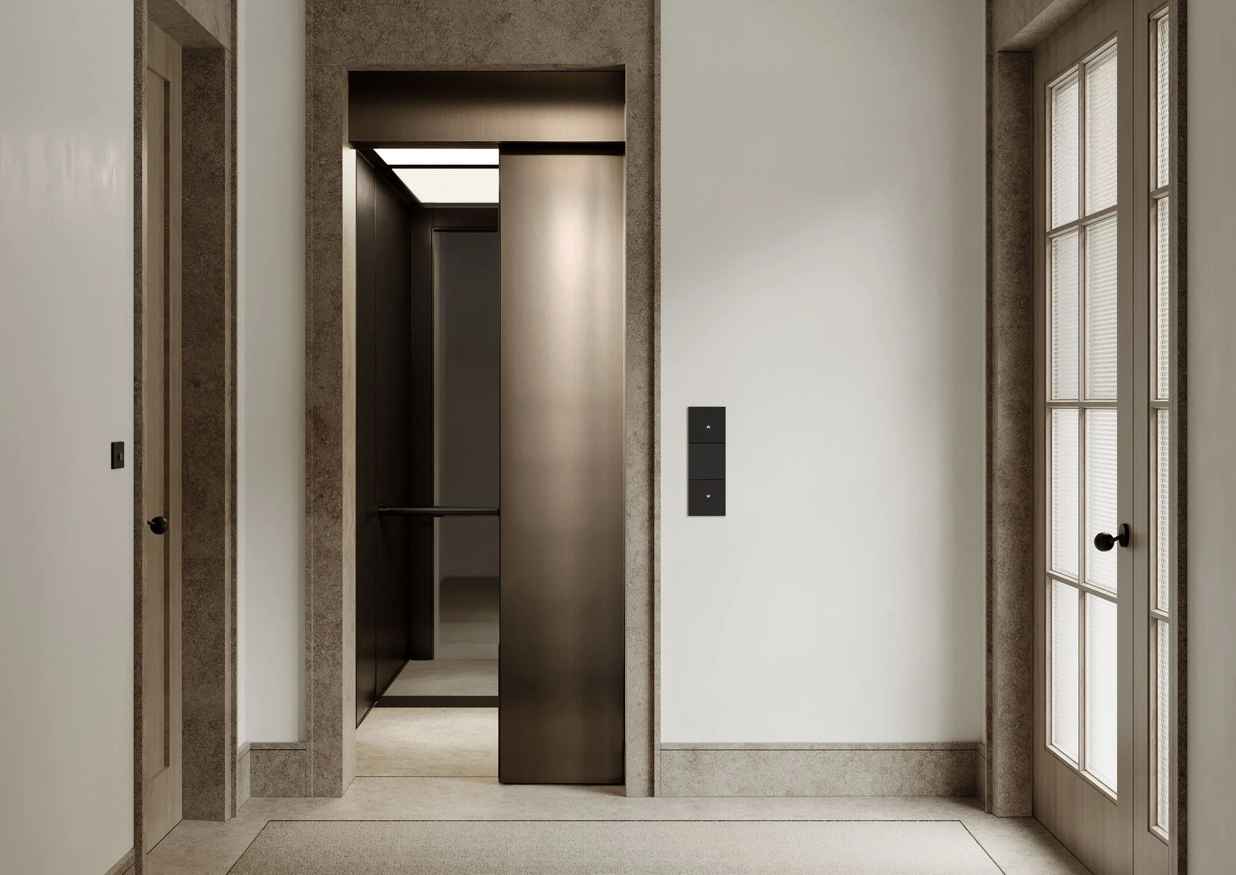 Innenansicht des Aufzugs zum Immobilienprojekt in der Westerholzstraße 7 in München der BK Baukunst GmbH