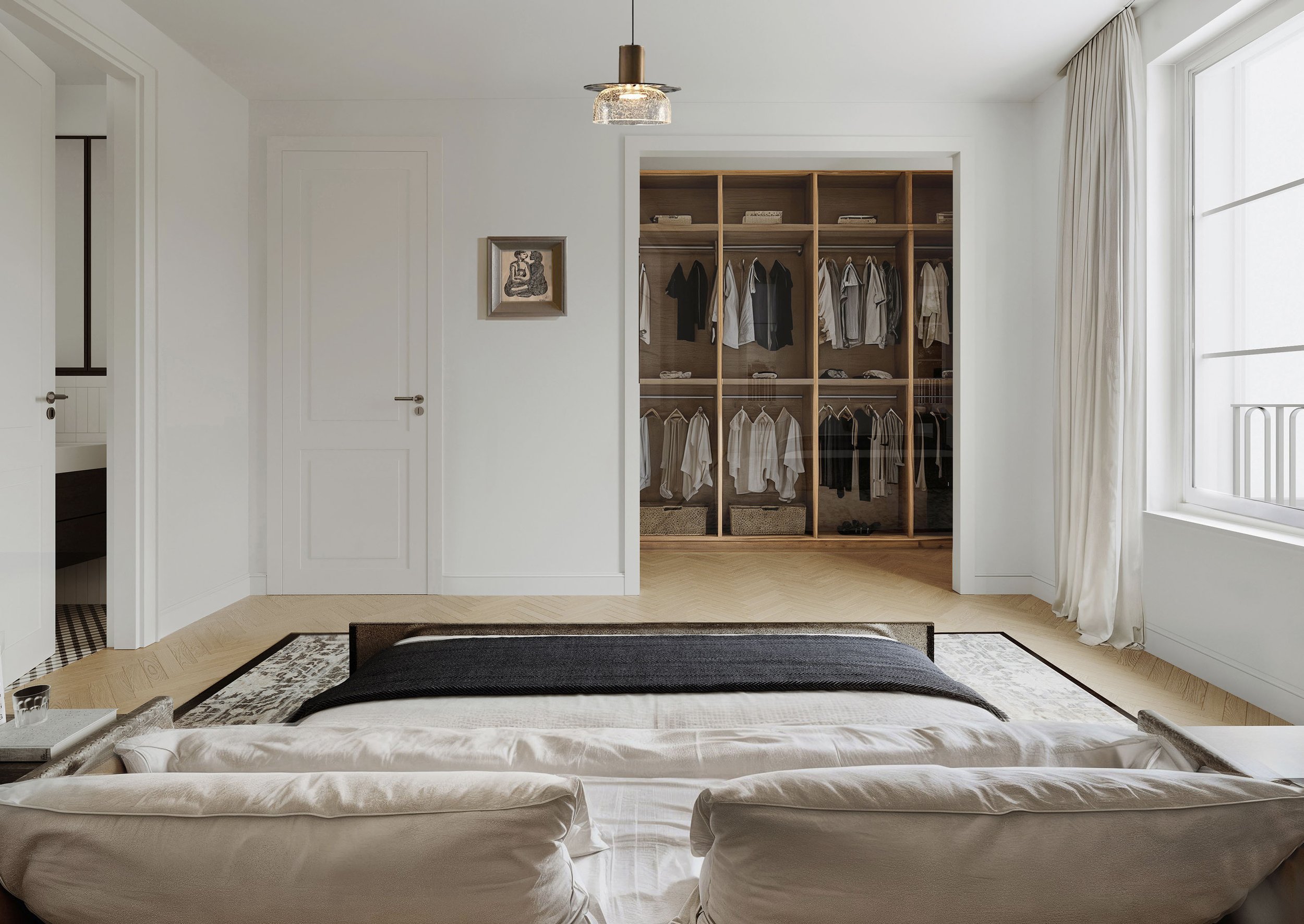 Innenansicht des Schlafzimmers zum Immobilienprojekt in der Westerholzstraße 7 in München der BK Baukunst GmbH