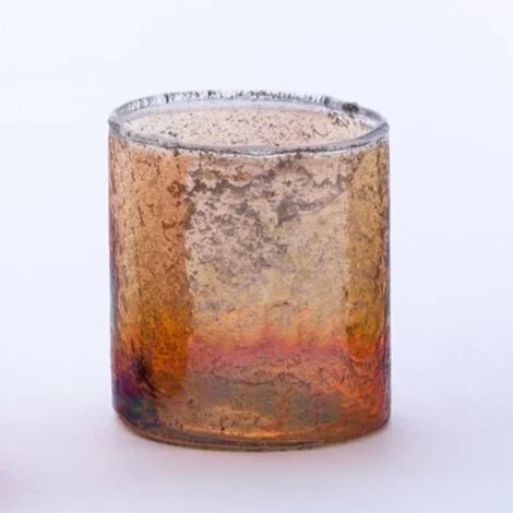 Orange Mercury Luster Glass Votive