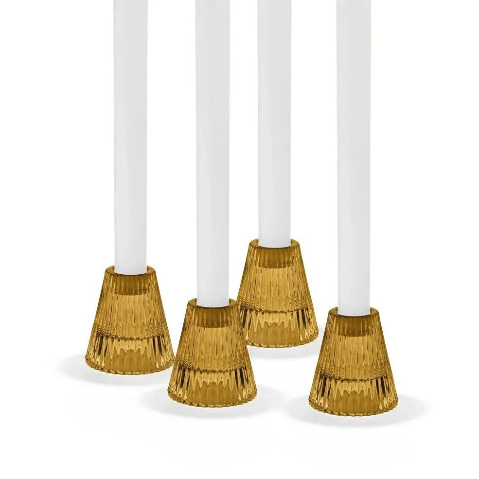 Amber Pleated Candlesticks