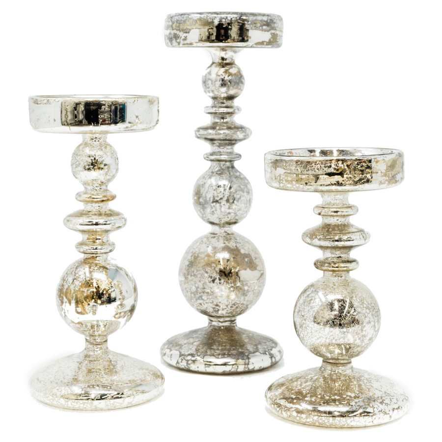 Bubble Silver Mercury Candle Holders