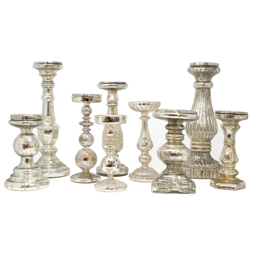 Assorted Silver Mercury Candle Holders
