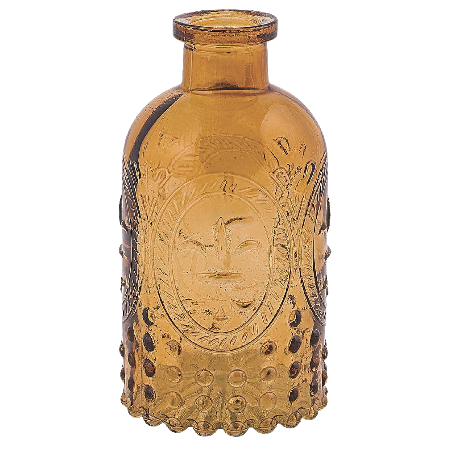 Amber Ridged Glass Bud Vase