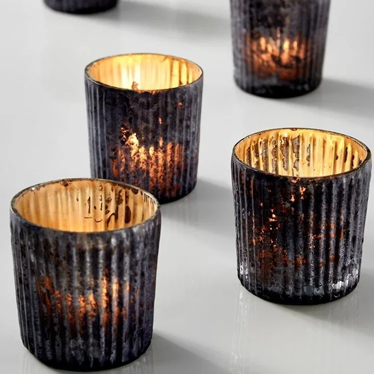 Ribbed Platinum Votives, Short