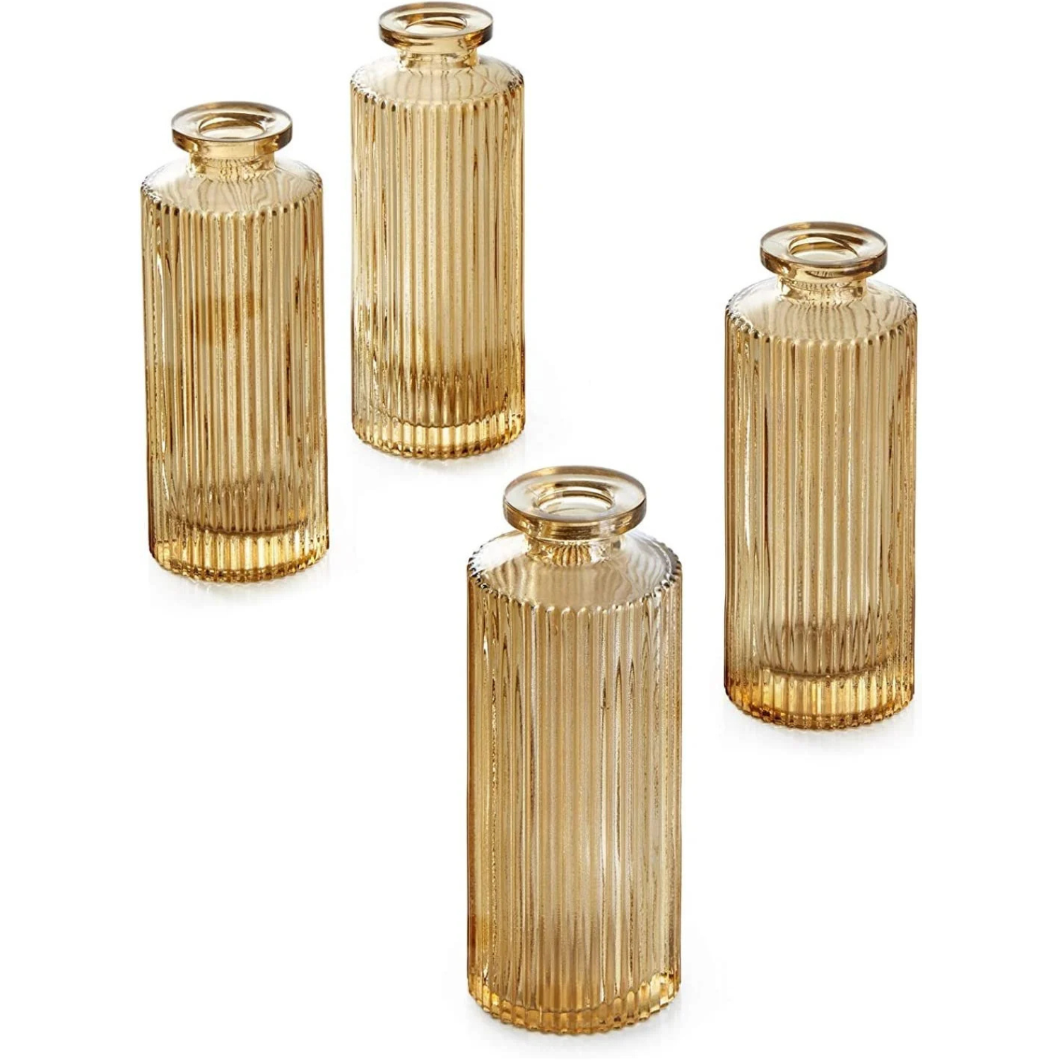 Amber Pleated Bud Vase