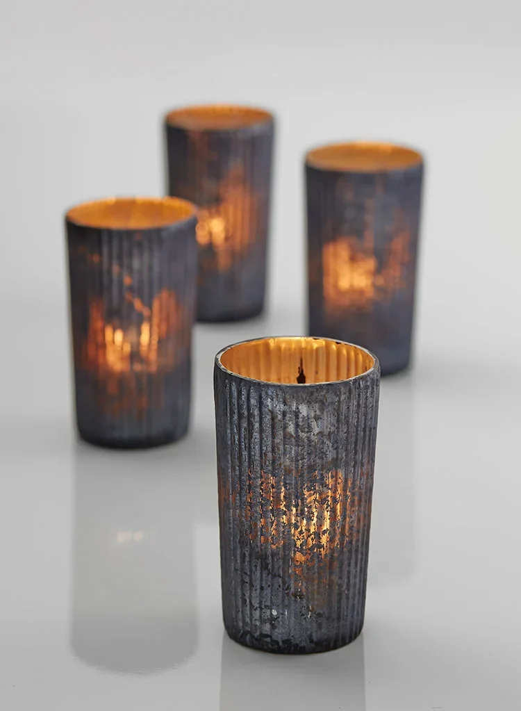 Ribbed Platinum Votives, Tall