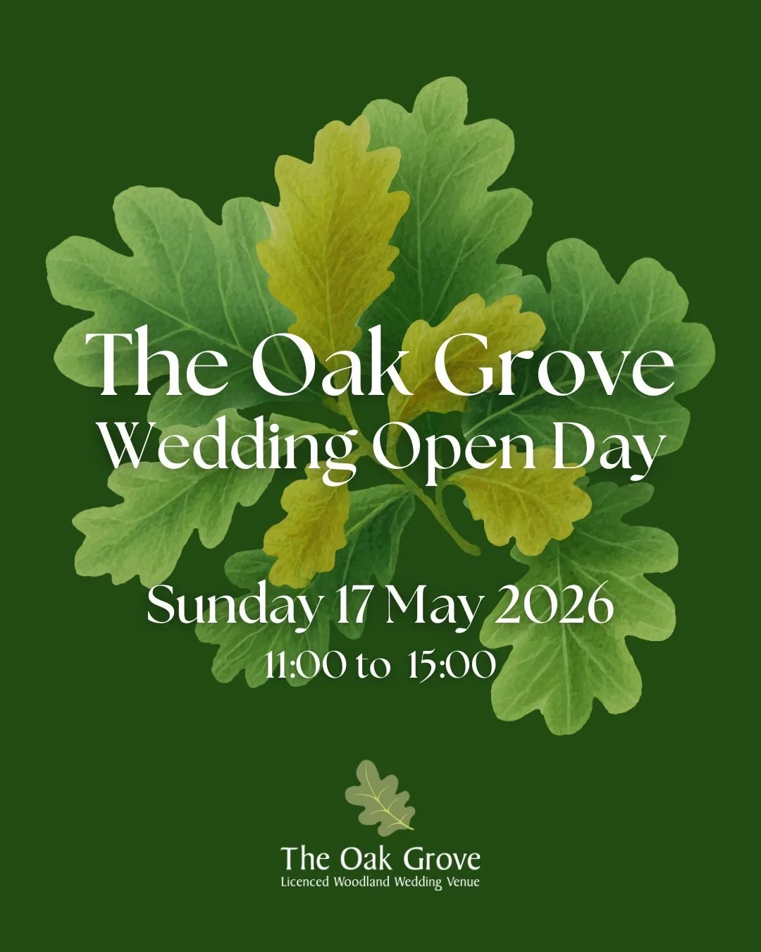 Save the Date!

Join us for a relaxed and inspiring day beneath the trees at The Oak Grove. Explore our beautiful riverside venue, meet our friendly team, and discover a handpicked selection of talented local suppliers. 

Whether you're newly engaged