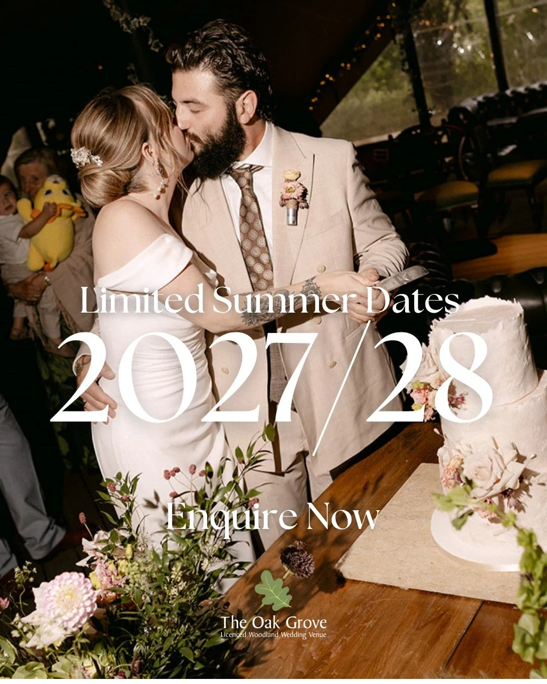 JUST A FEW SUMMER 2027/28 DATES REMAINING

July and August are filling up fast!

If you&rsquo;re dreaming of a summer wedding surrounded by woodland, nature and space to make the day completely your own, this is your chance to secure one of our remai