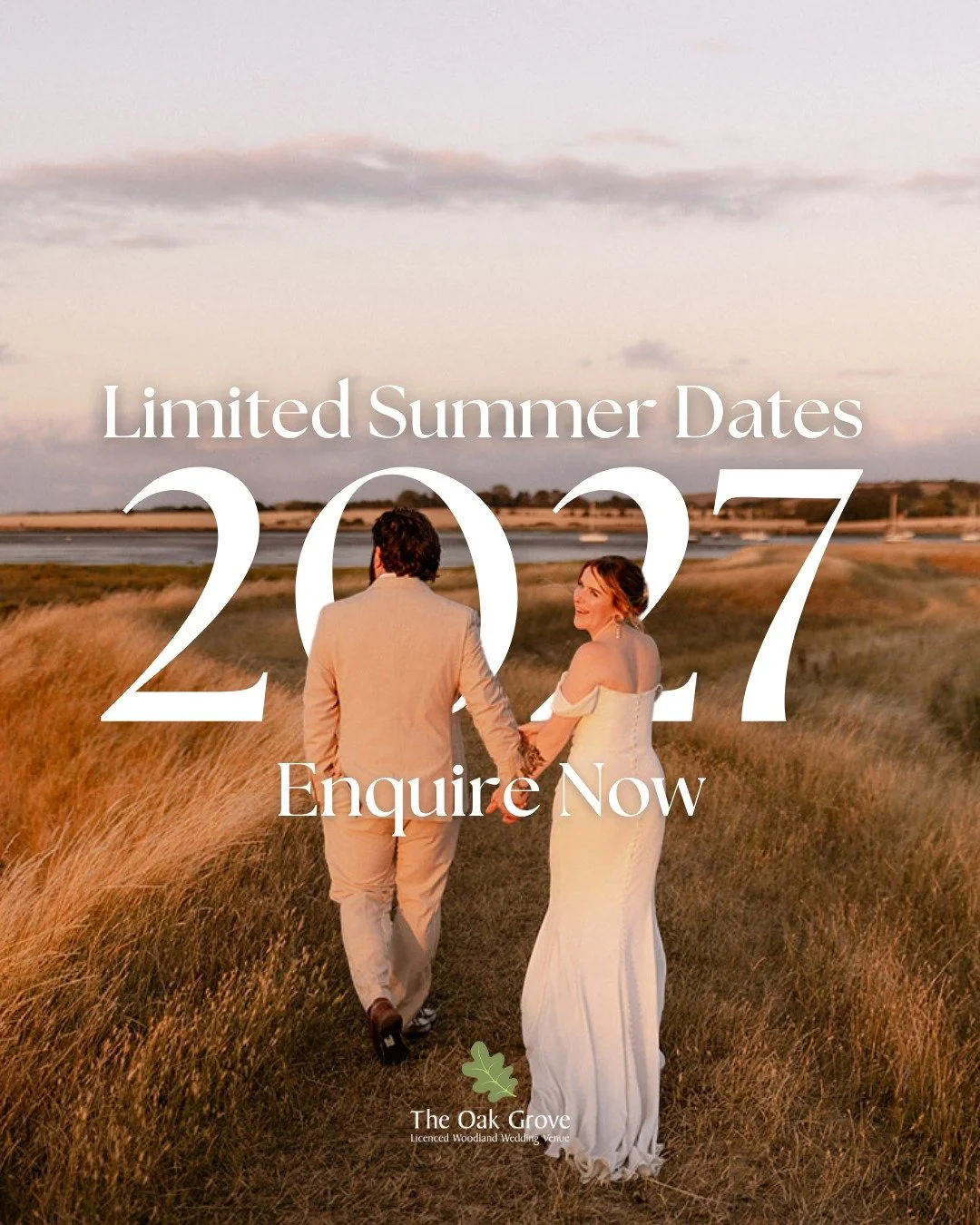 Dreaming of a summer wedding surrounded by woodland, with long evenings and plenty of time to enjoy the day?

Our remaining July and August Saturdays for 2027 and 2028 are now very limited. Don't miss your chnace to say I do with us.

At The Oak Grov
