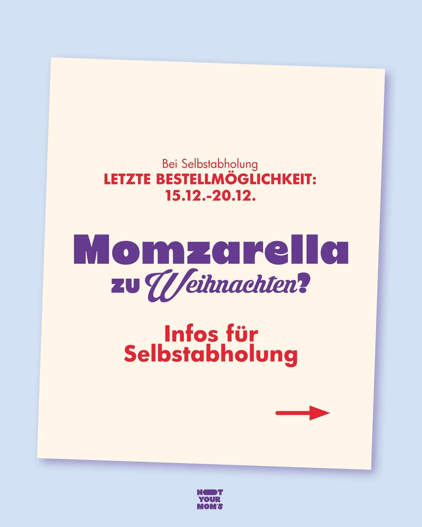 Du willst Momzarella zu Weihnachten?🎄👀🌱

Dann gibt&rsquo;s hier Infos zu Momzarella Bestellungen f&uuml;r Selbstabholung 🤝🏻

‼️Letzte Bestellung, damit ihr zu Weihnachten Momzarella haben k&ouml;nnt, wenn ihr aus M&uuml;nchen kommt und eure Best