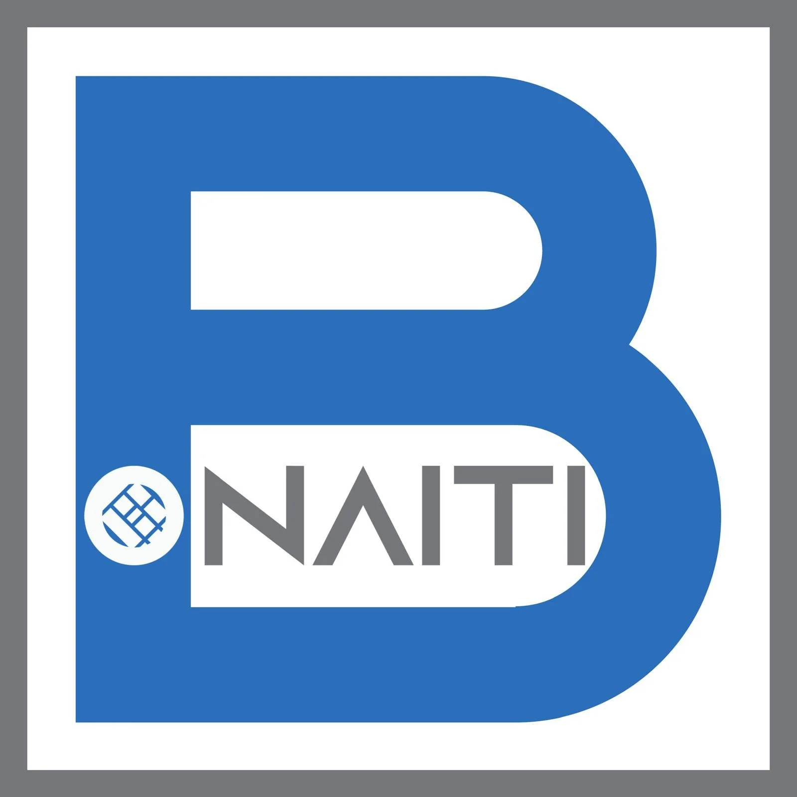 Logo con grande lettera B blu, scritta che dice 'NATI' sotto, in uno stile grafico moderno.