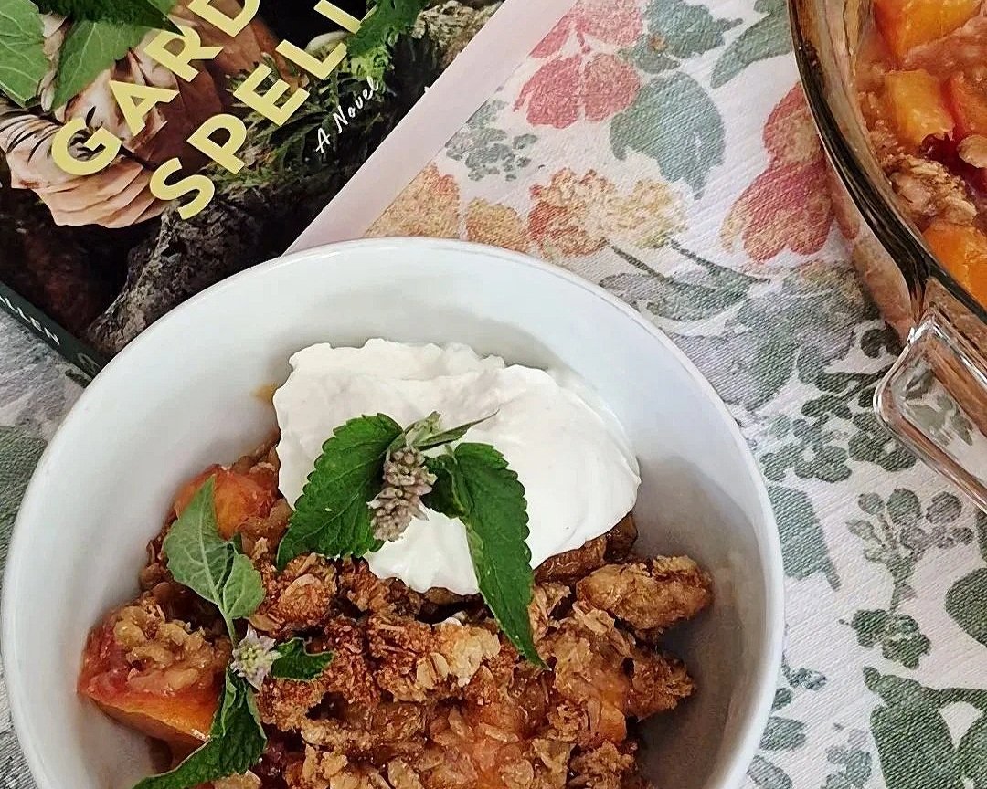 Anise Hyssop Peach Crisp (Garden Spells Recipe)