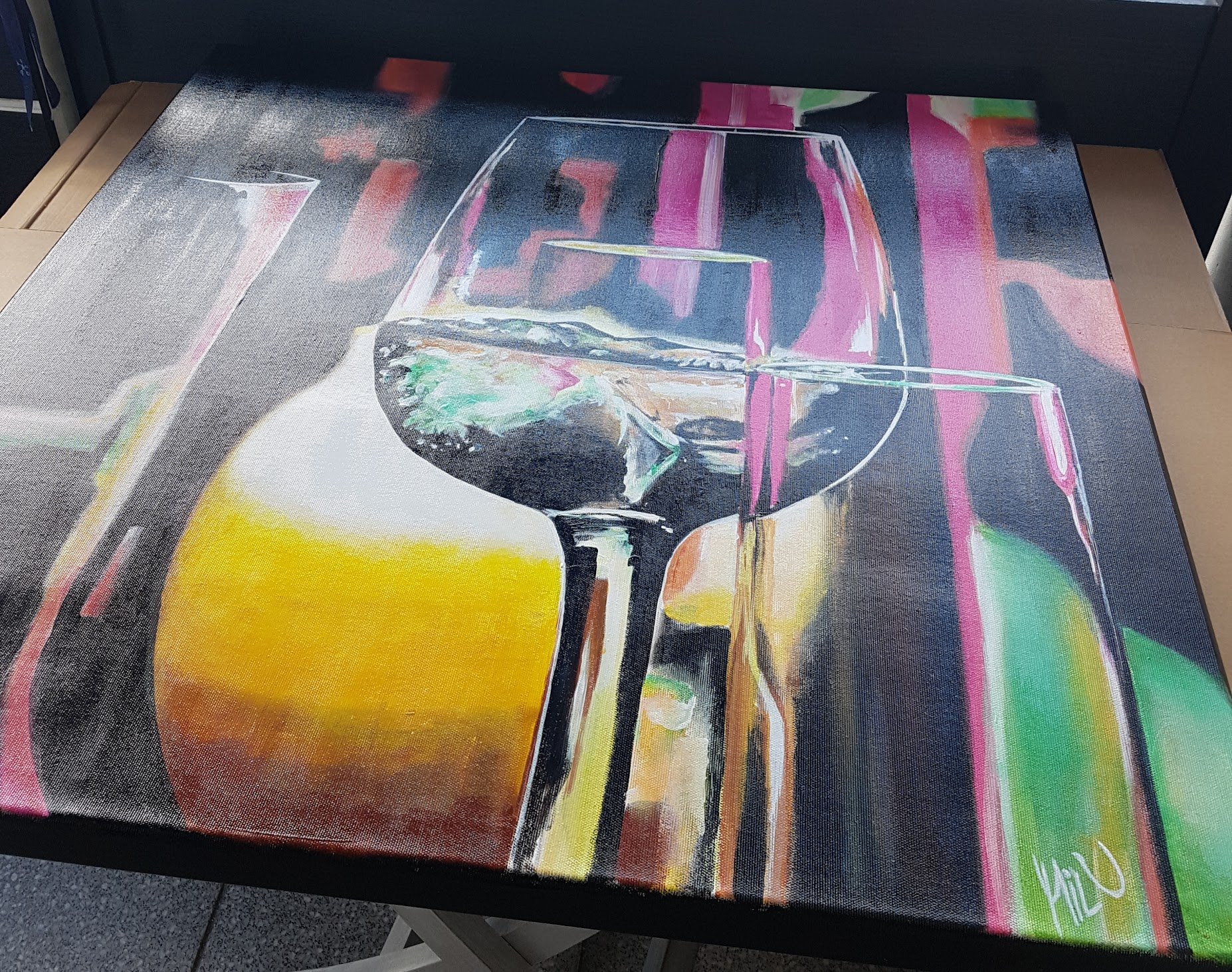 "Bar" 80x80x4cm, Acryl auf Leinwand, Sonderpreis: 150,-€