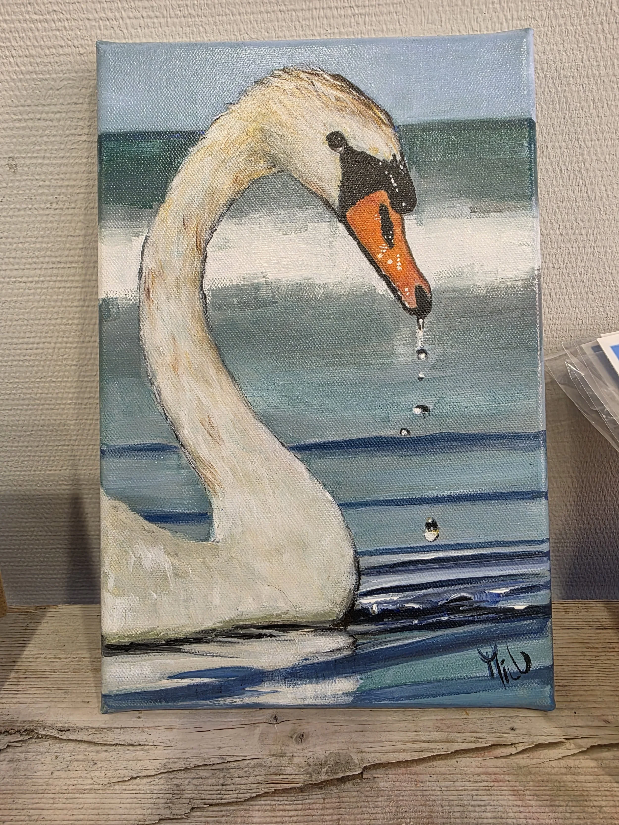 Schwan, 20x30cm, Acryl auf Leinwand, 
190,-€