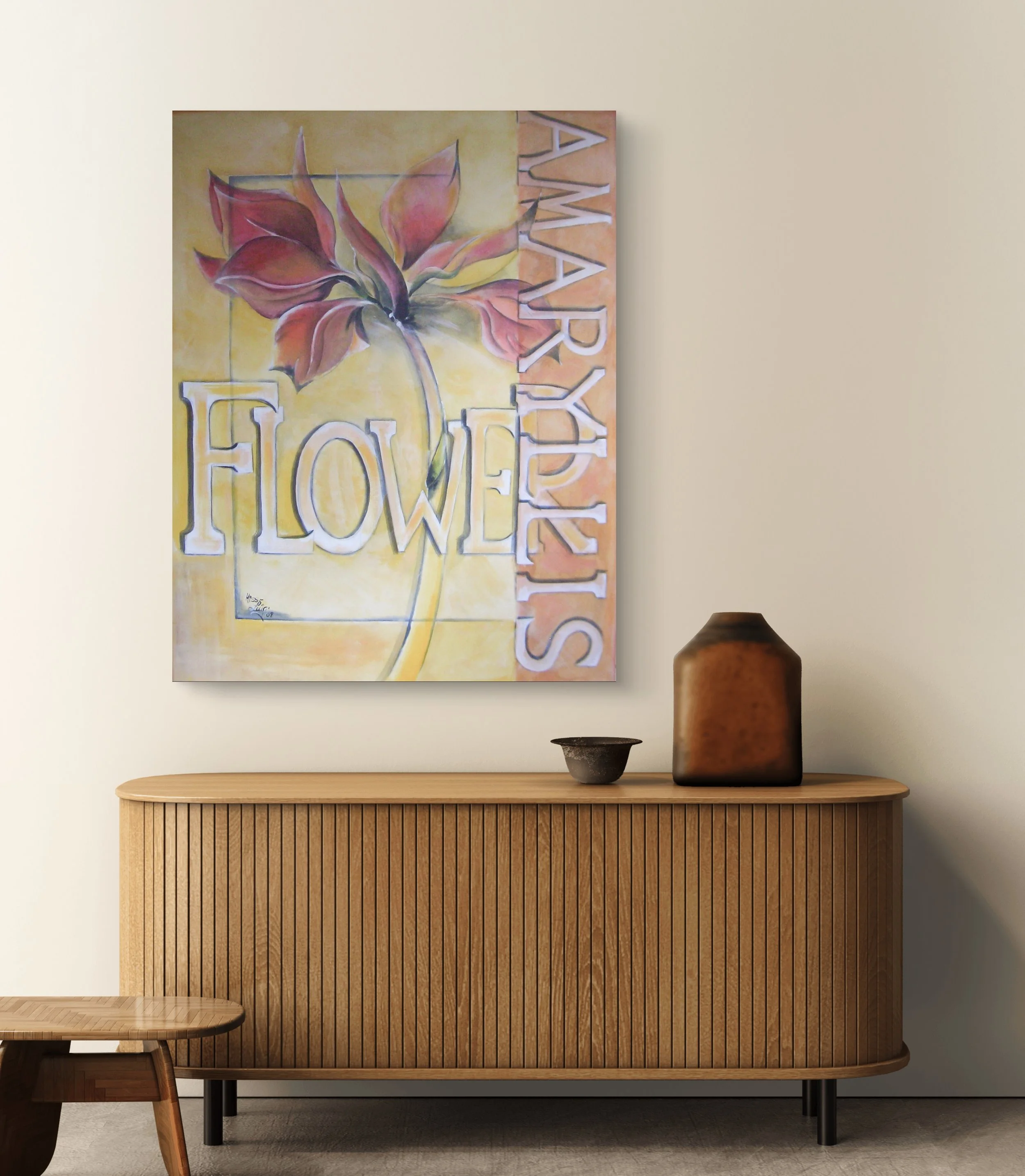 "Amaryllis Flower" Acryl auf Leinwand, 90x70cm, Sonderpreis 150,-€