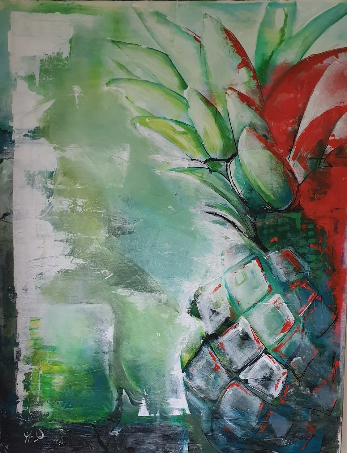 "Ananas" 90x70x4 cm , Acryl auf Leinwand, Sonderpreis: 150,-€